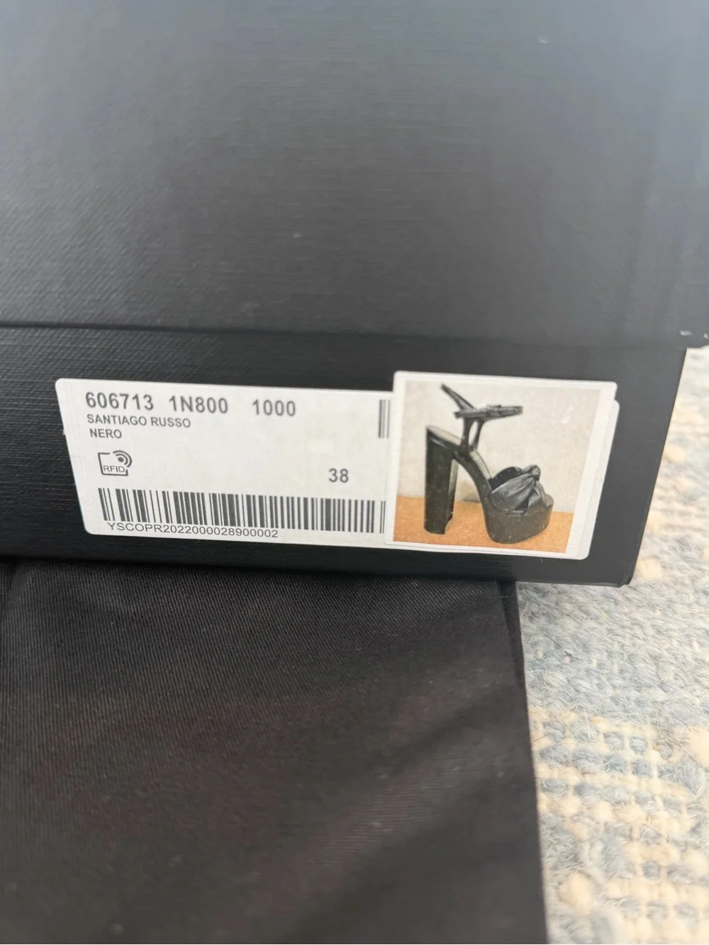 YSL Bianca Black Knotted Platform Sandals